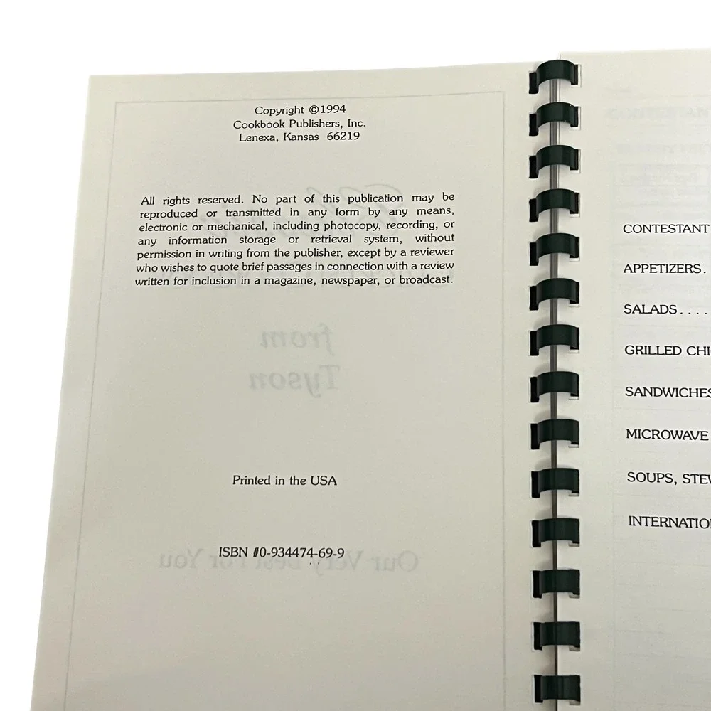 Tyson Classic Chicken‎ Cookbook 1994 Spiral Bound Vintage Recipe Book Retro